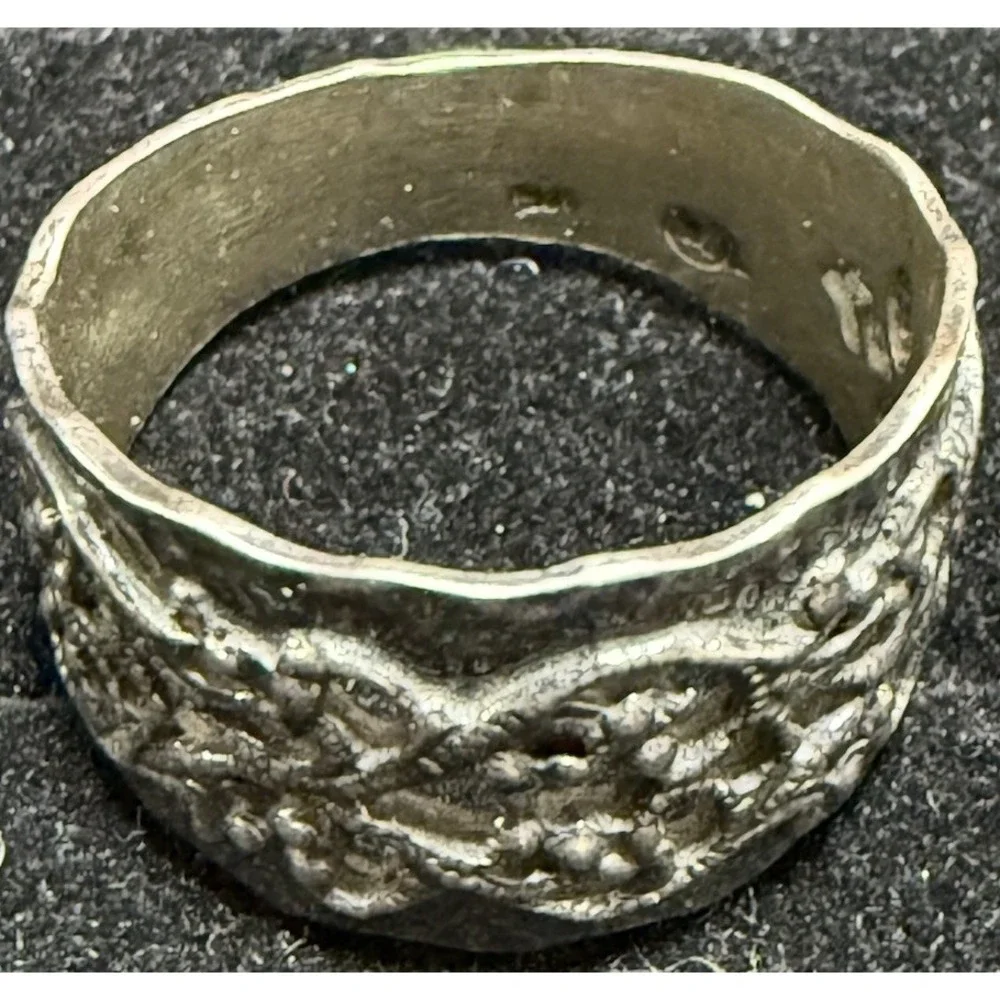 Sterling Silver Vintage Ornate Swirl Ring Size 10 Marked DT 925 Wide Band